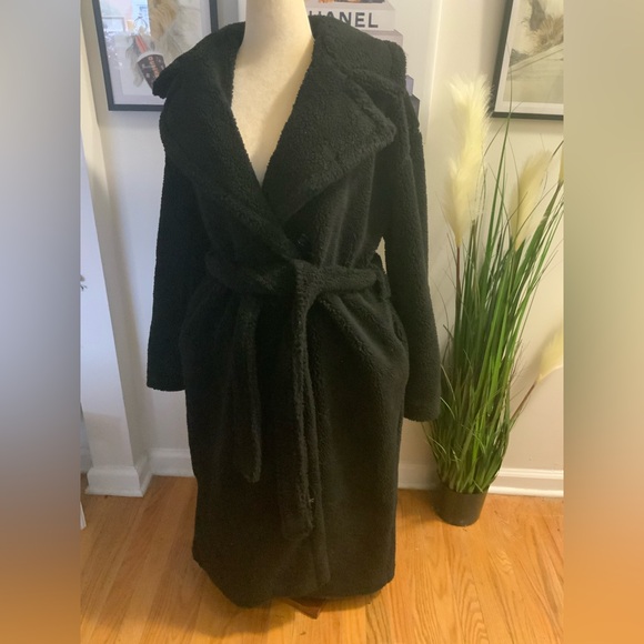 GAP SHERPA KNEE LENGTH COAT LARGE TALL BLACK - Picture 3 of 12